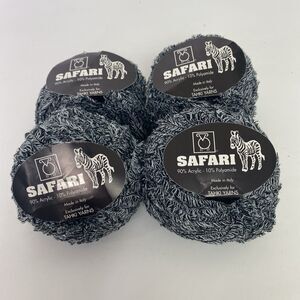 Safari Tahki Yarn lot of 4 Textured Black White Acrylic Yarn Made in Italy Craft